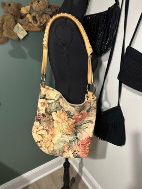 Maurizio Taiuti Italian Leather Floral Hobo Bag Made in Italy